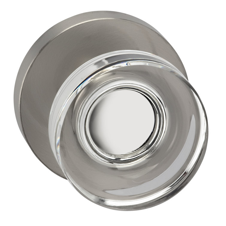 Omnia Prodigy Puck Glass Single Dummy Door Knob with Round Rosette